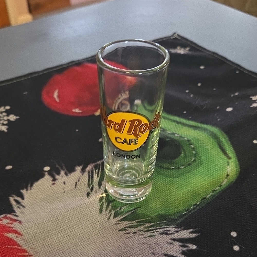 Hard Rock Cafe London Yellow and Red Shot Glass